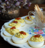 DOUBLY DEVILED EGGS WITH HOT PEPPER JELLY