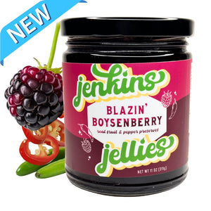 
                  
                    Load image into Gallery viewer, Jenkins Jellies Blazin&amp;#39; Boysenberry Hot Pepper Jelly, 11 oz
                  
                