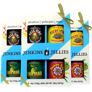 
                  
                    Load image into Gallery viewer, Jenkins Jellies Hot Pepper Jelly Gift Box Set (3 Bundles), Gold Ribbon
                  
                