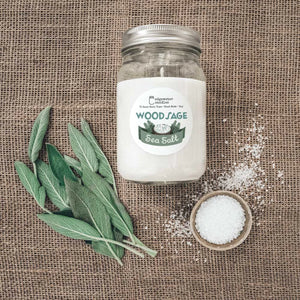 
                  
                    Load image into Gallery viewer, Edgewater Candles Wood Sage Sea Salt Soy Candle, 12 oz.
                  
                