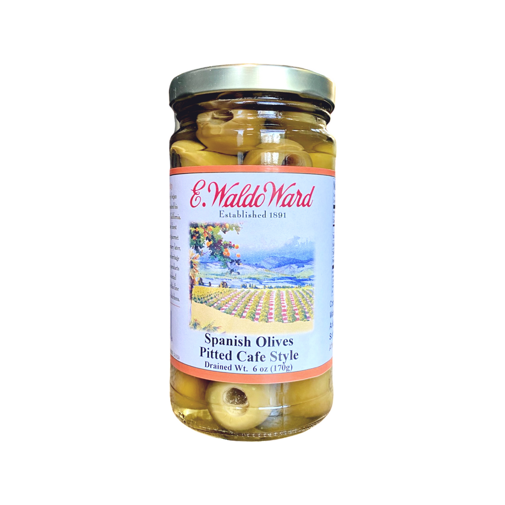 E. Waldo Ward Spanish Olives Pitted Cafe Style, 6 oz.